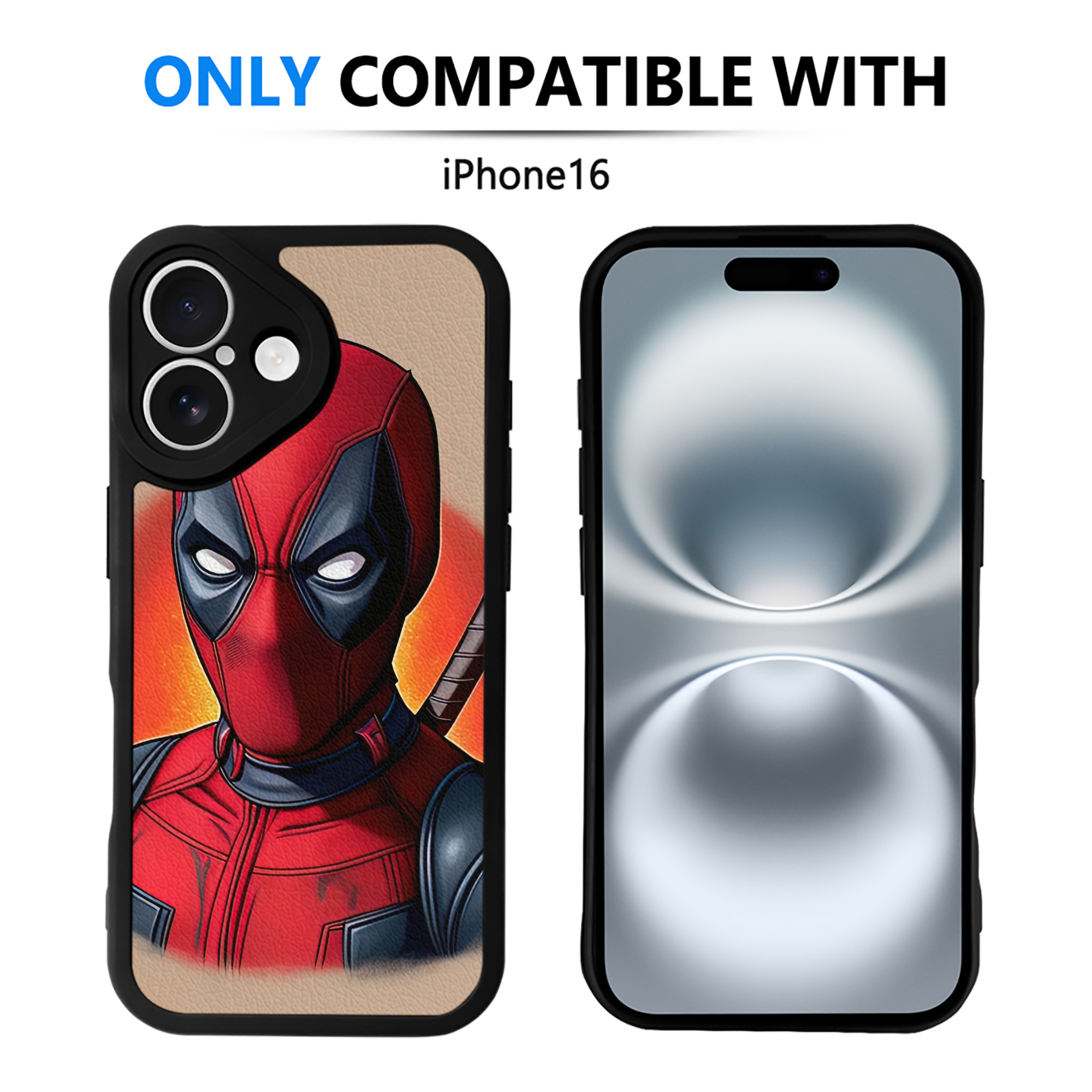 （画像用） Deadpool デッドプール 【iPhone 16シリーズ対応】シリコンスマホケース（レザー調） 材質：シリコン